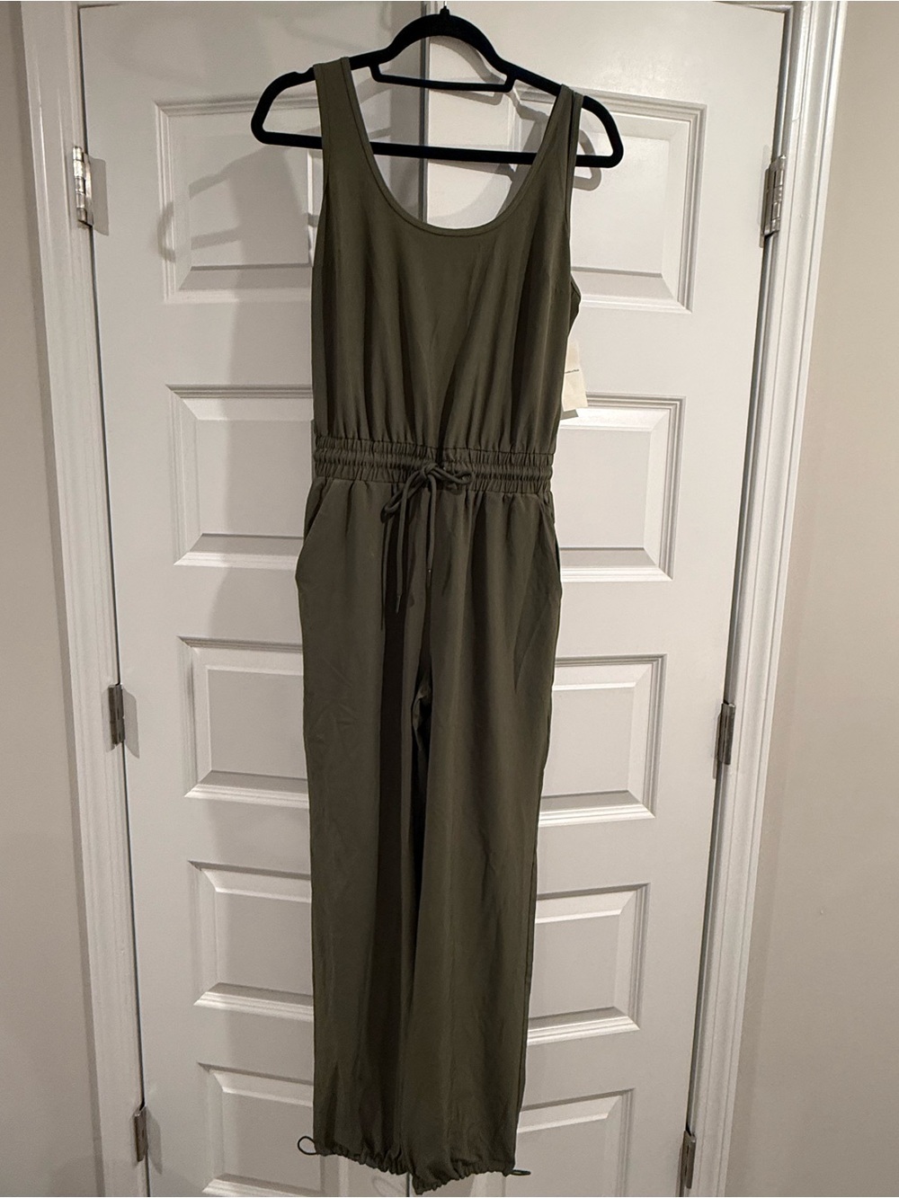 NWT A&F Olive Green Jumpsuit Small Drawstring Waist Pockets